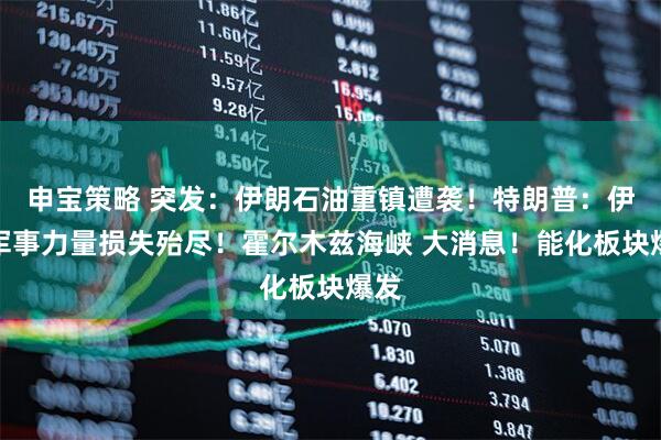 申宝策略 突发：伊朗石油重镇遭袭！特朗普：伊朗军事力量损失殆尽！霍尔木兹海峡 大消息！能化板块爆发